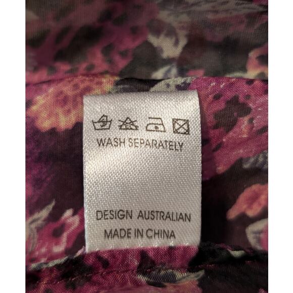 Australian Silk Diva Purple Rose Flowy Boho Silk Tunic Womens Size XL - Picture 5 of 12